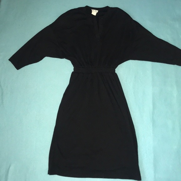 PERI dress elastic waistband slit back bottom 2 pockets shoulder pads SZ 6 - Picture 1 of 3